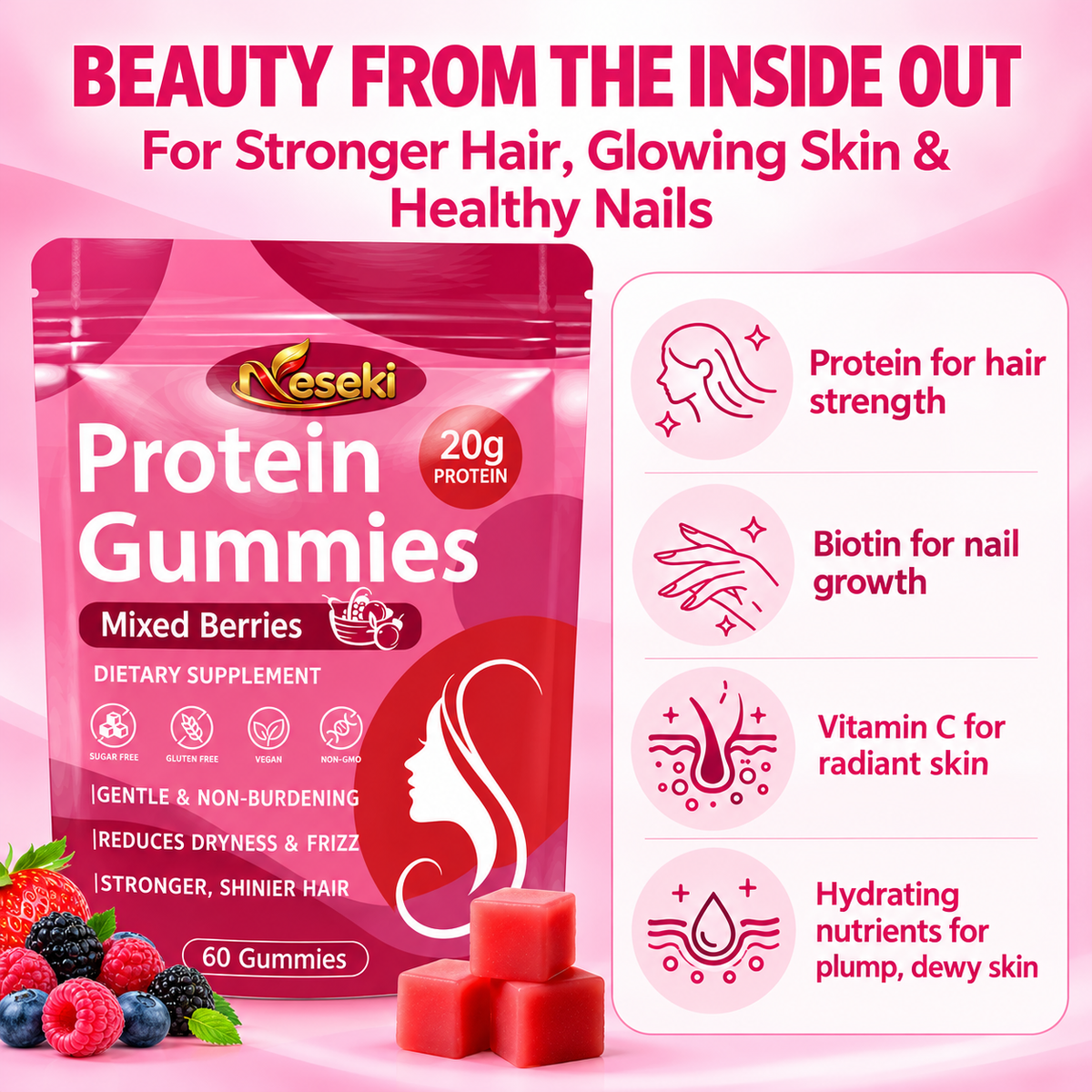 Protein Gummies – Mixed Berry Flavor