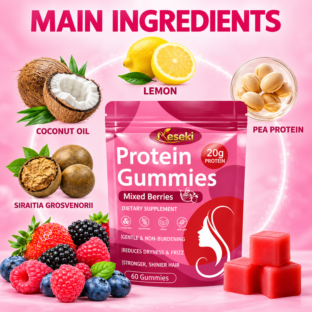 Protein Gummies – Mixed Berry Flavor