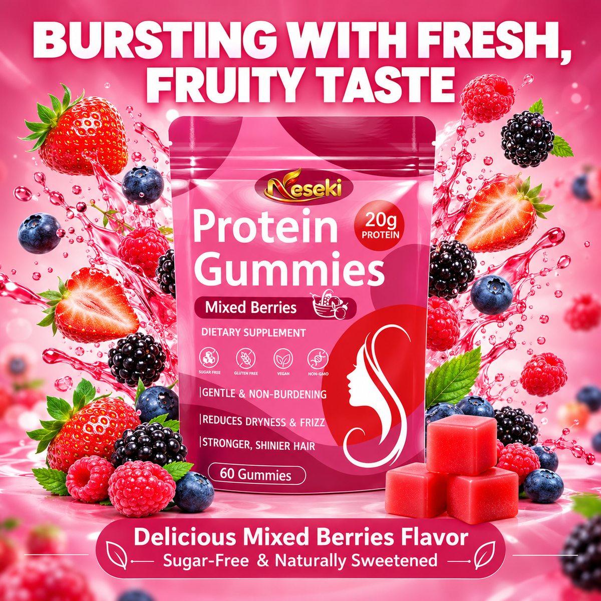 Protein Gummies – Mixed Berry Flavor